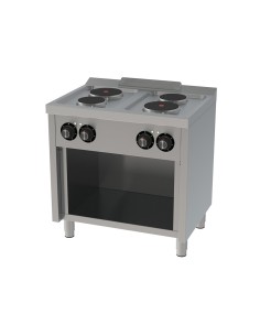 Cocina Industrial Eléctrica 4 Fuegos Con Mueble 800x600x880mm CE4P600E Fainca HR