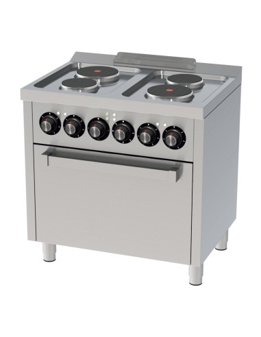 Cocina Industrial Eléctrica 4 Fuegos Con Horno 800x600x880mm CE4P600H Fainca HR