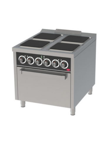 Cocina Industrial Eléctrica 4 Fuegos + Horno 800x930x880mm CE4P900H Fainca HR